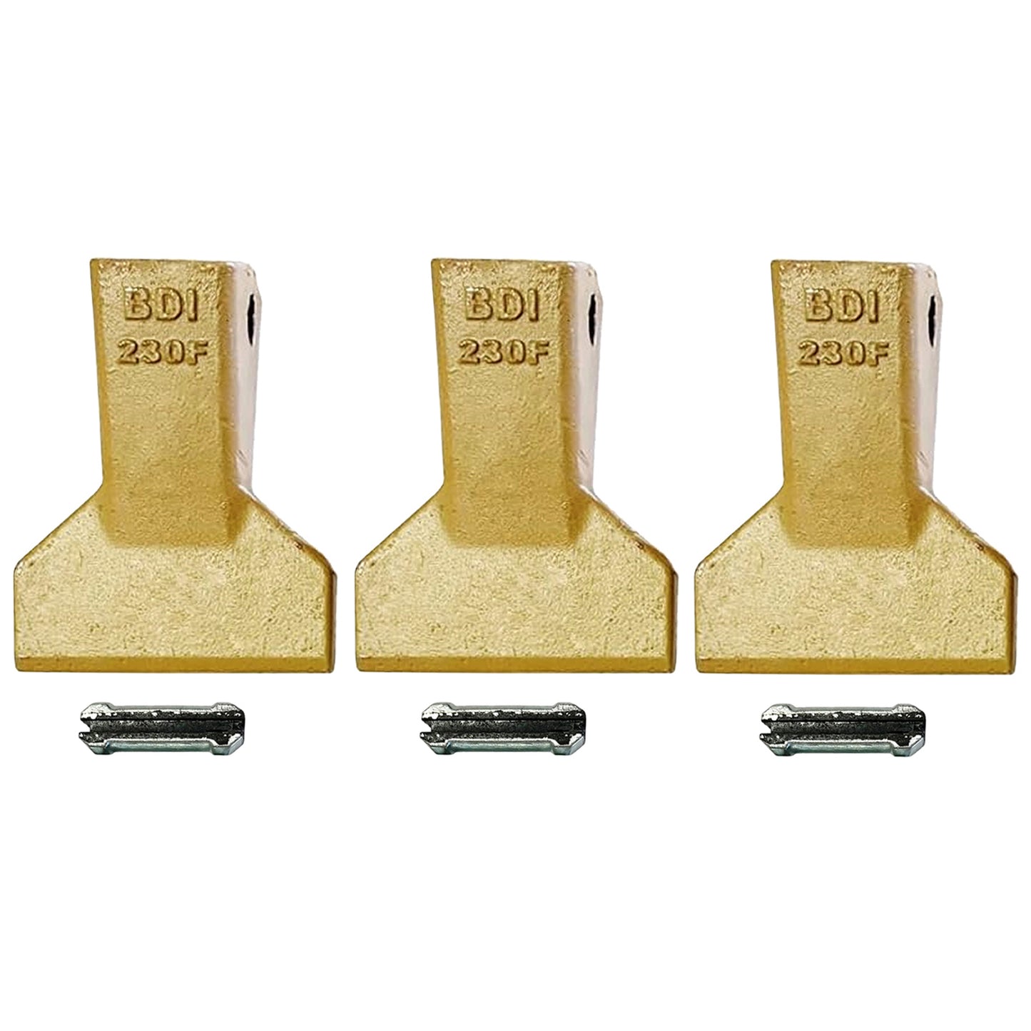 BDI Wear Parts 230F Heavy Flare BDI Tooth Company Bucket Teeth + 23FP Flexpins for Mini Excavator Backhoe Loade - 3 Pack