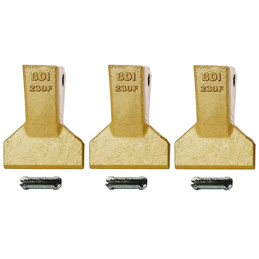BDI Wear Parts 230F Heavy Flare BDI Tooth Company Bucket Teeth + 23FP Flexpins for Mini Excavator Backhoe Loade - 3 Pack