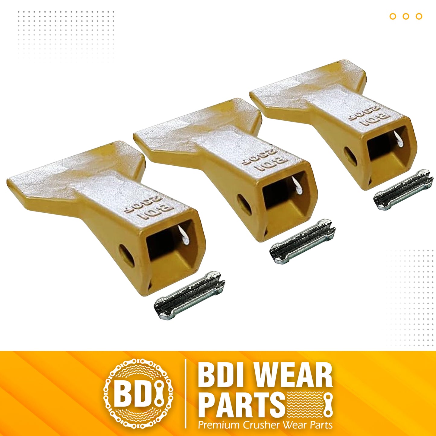 BDI Wear Parts 230F Heavy Flare BDI Tooth Company Bucket Teeth + 23FP Flexpins for Mini Excavator Backhoe Loade - 3 Pack