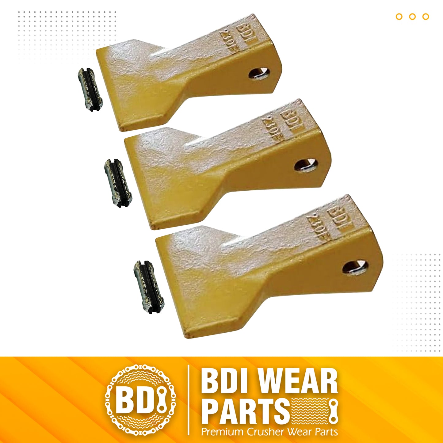 BDI Wear Parts 230F Heavy Flare BDI Tooth Company Bucket Teeth + 23FP Flexpins for Mini Excavator Backhoe Loade - 3 Pack
