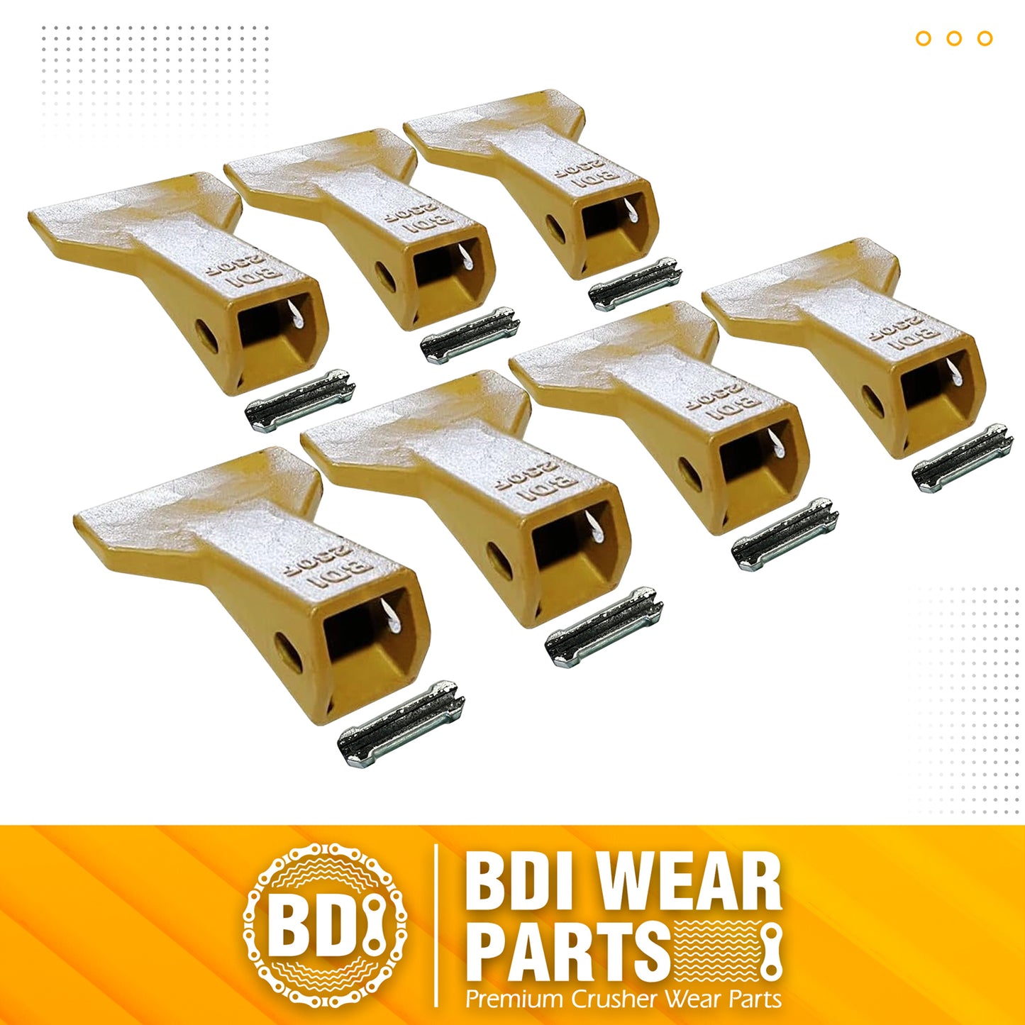 BDI Wear Parts 230F Heavy Flare BDI Tooth Company Bucket Teeth + 23FP Flexpins for Mini Excavator Backhoe Loade - 7 Pack