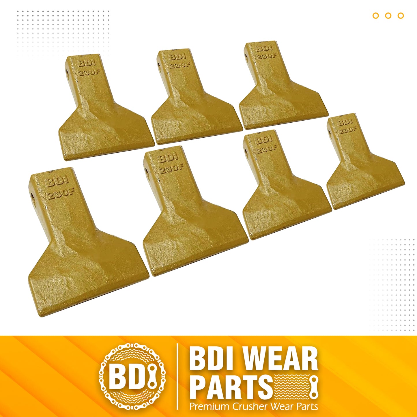 BDI Wear Parts 230F Heavy Flare BDI Tooth Company Bucket Teeth + 23FP Flexpins for Mini Excavator Backhoe Loade - 7 Pack
