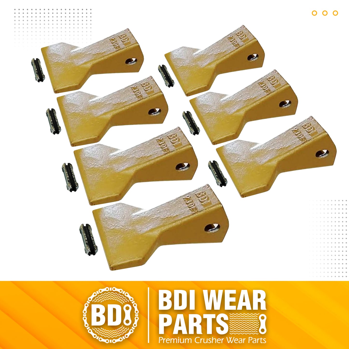BDI Wear Parts 230F Heavy Flare BDI Tooth Company Bucket Teeth + 23FP Flexpins for Mini Excavator Backhoe Loade - 7 Pack
