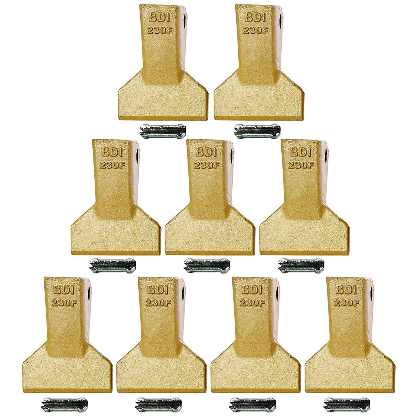 BDI Wear Parts 230F Heavy Flare BDI Tooth Company Bucket Teeth + 23FP Flexpins for Mini Excavator Backhoe Loade - 9 Pack