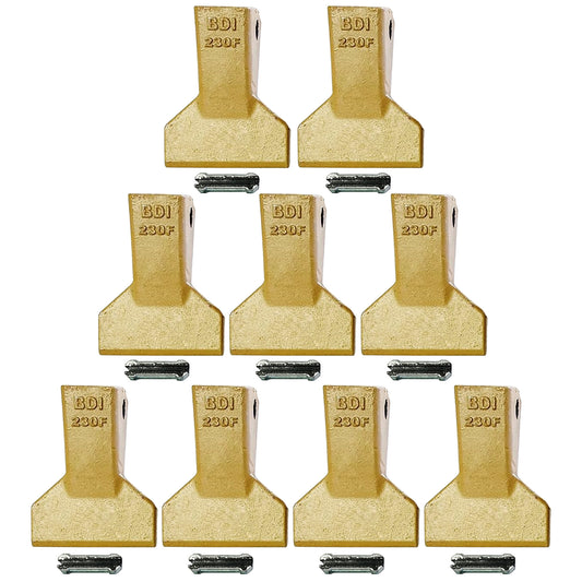 BDI Wear Parts 230F Heavy Flare BDI Tooth Company Bucket Teeth + 23FP Flexpins for Mini Excavator Backhoe Loade - 9 Pack
