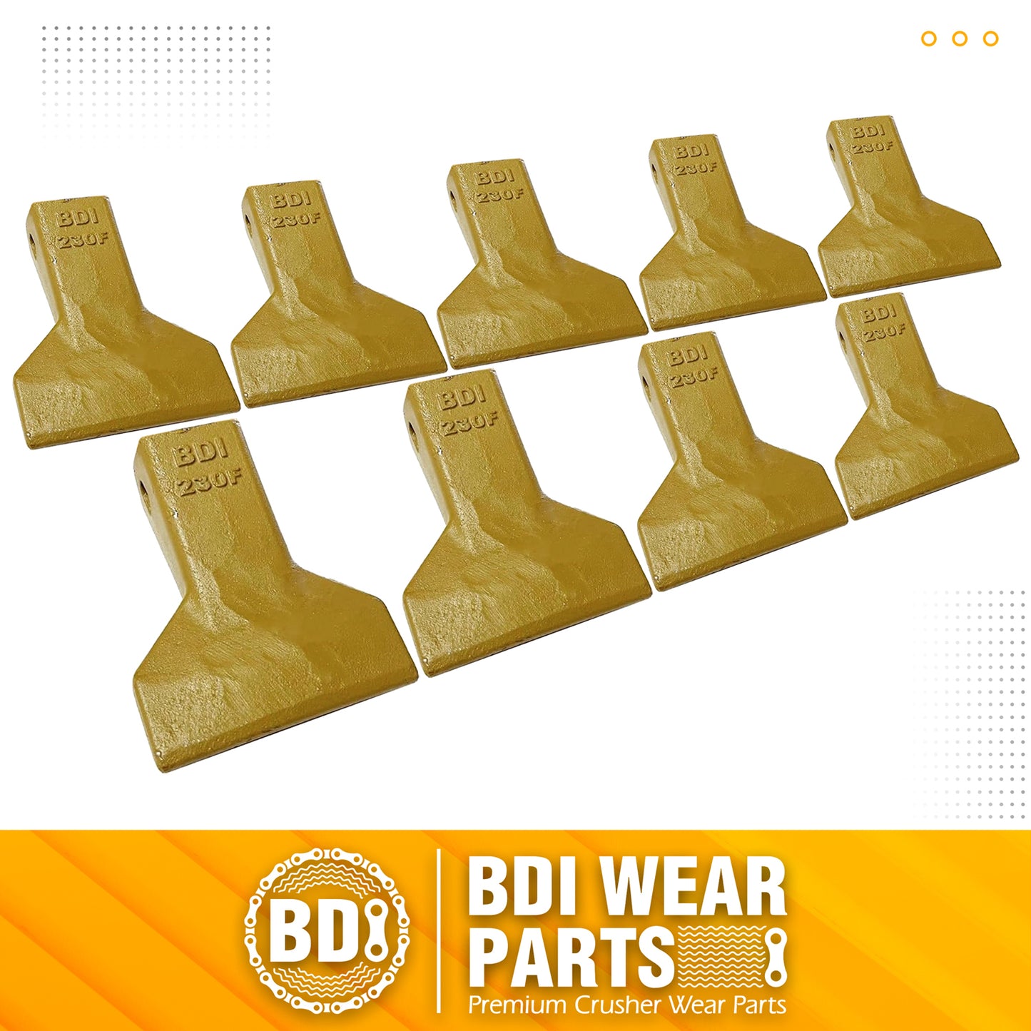 BDI Wear Parts 230F Heavy Flare BDI Tooth Company Bucket Teeth + 23FP Flexpins for Mini Excavator Backhoe Loade - 9 Pack