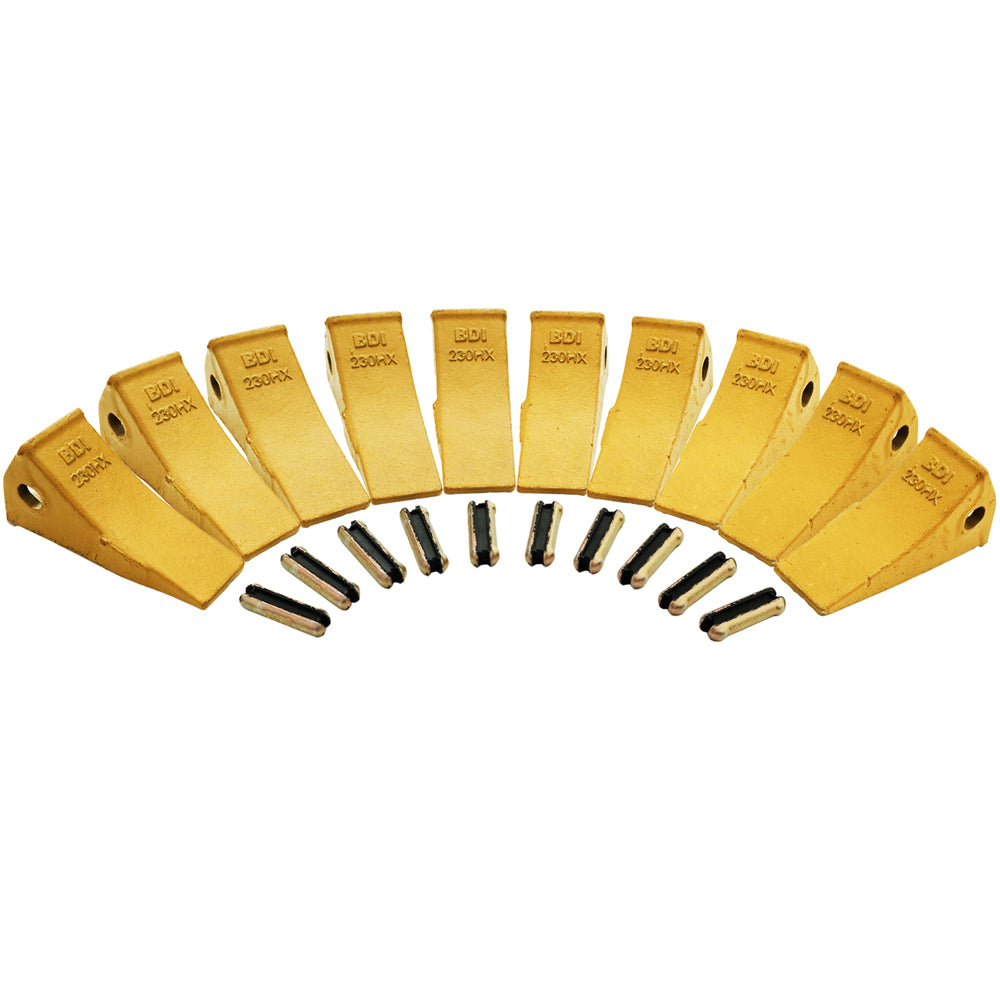 BDI Wear Parts 23 230 Series Skid Steer Bucket Digging Teeth/Tooth with TF23P Flex Pins - 10 Pack