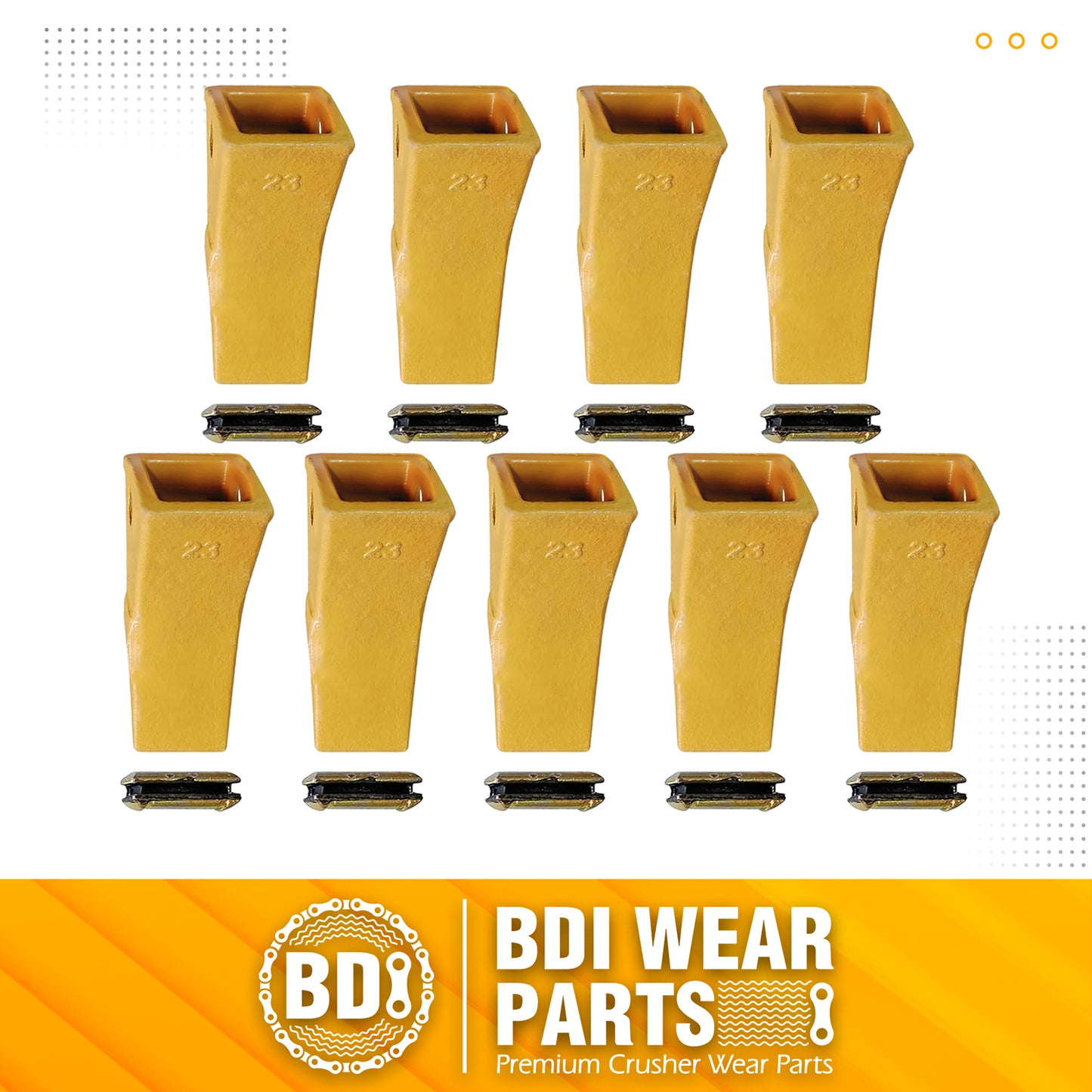 9 Pack 23 230HX Bucket Teeth Dirt Teeth JD Bucket Digging Teeth/Bucket Tooth& TF23P Flex Pins