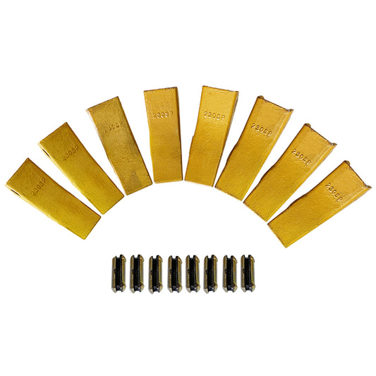 BDI WEAR PARTS 230SP Casting Backhoe Bucket Teeth with TF23P Flex Pin for 23 & 230 Series Skid Steer Loaders and Excavators - 8 Pack