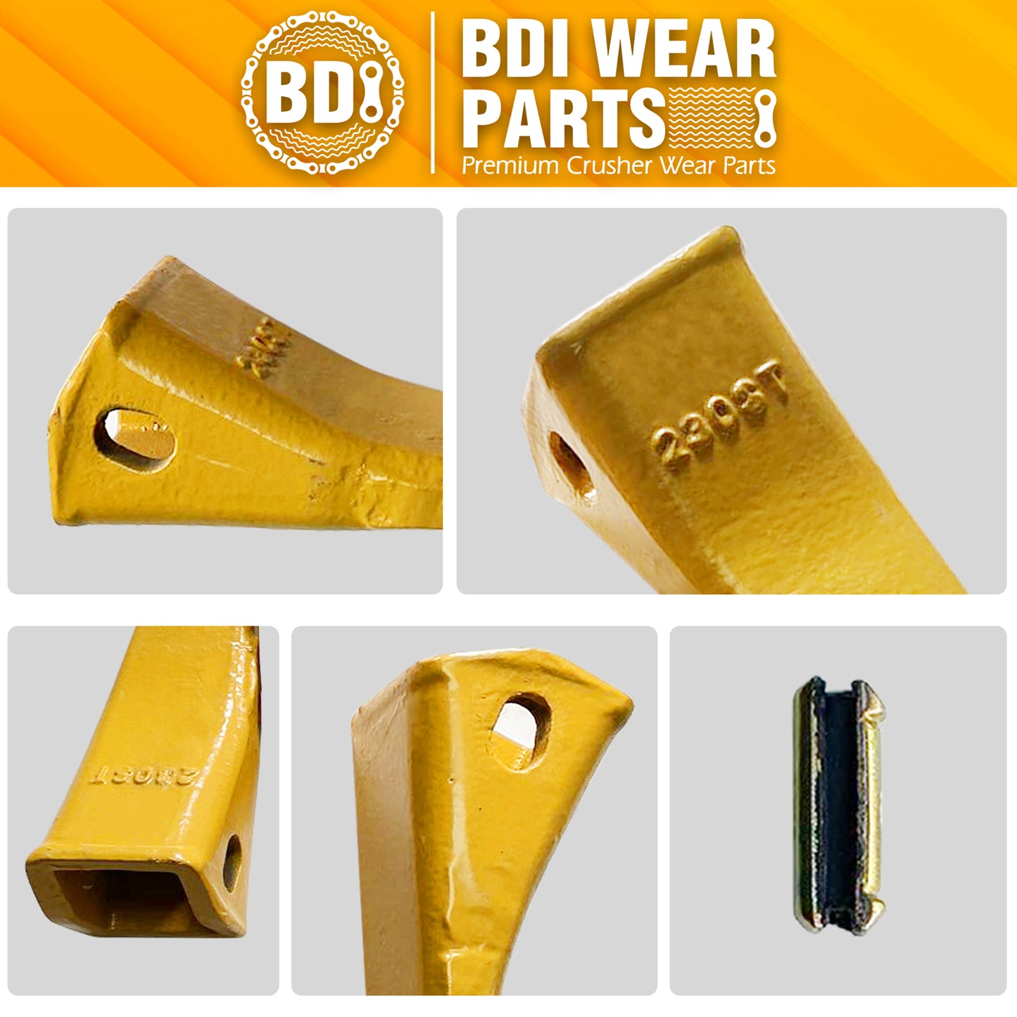 BDI Wear Parts 230ST Bucket Teeth 23 230 Series with TF23P Flex Pins for Mini Excavator - 10 Pack