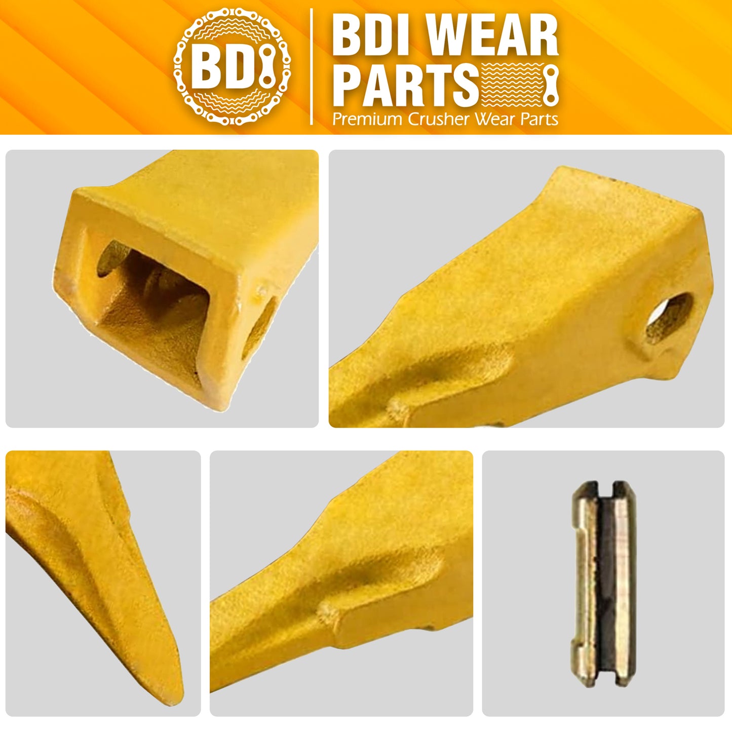 BDI Wear Parts Claw Twin Bucket Teeth 230T Bucket Teeth with 23FP Flexpin Forged BDI Tooth 230 Series Teeth - 1 Pack