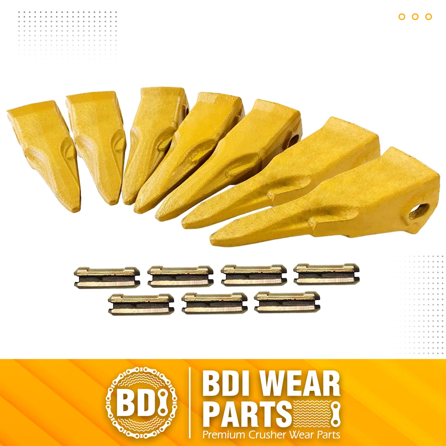 BDI Wear Parts Claw Twin Bucket Teeth 230T Bucket Teeth with 23FP Flexpin Forged BDI Tooth 230 Series Teeth - 7 Pack