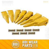BDI Wear Parts Claw Twin Bucket Teeth 230T Bucket Teeth with 23FP Flexpin Forged BDI Tooth 230 Series Teeth - 7 Pack