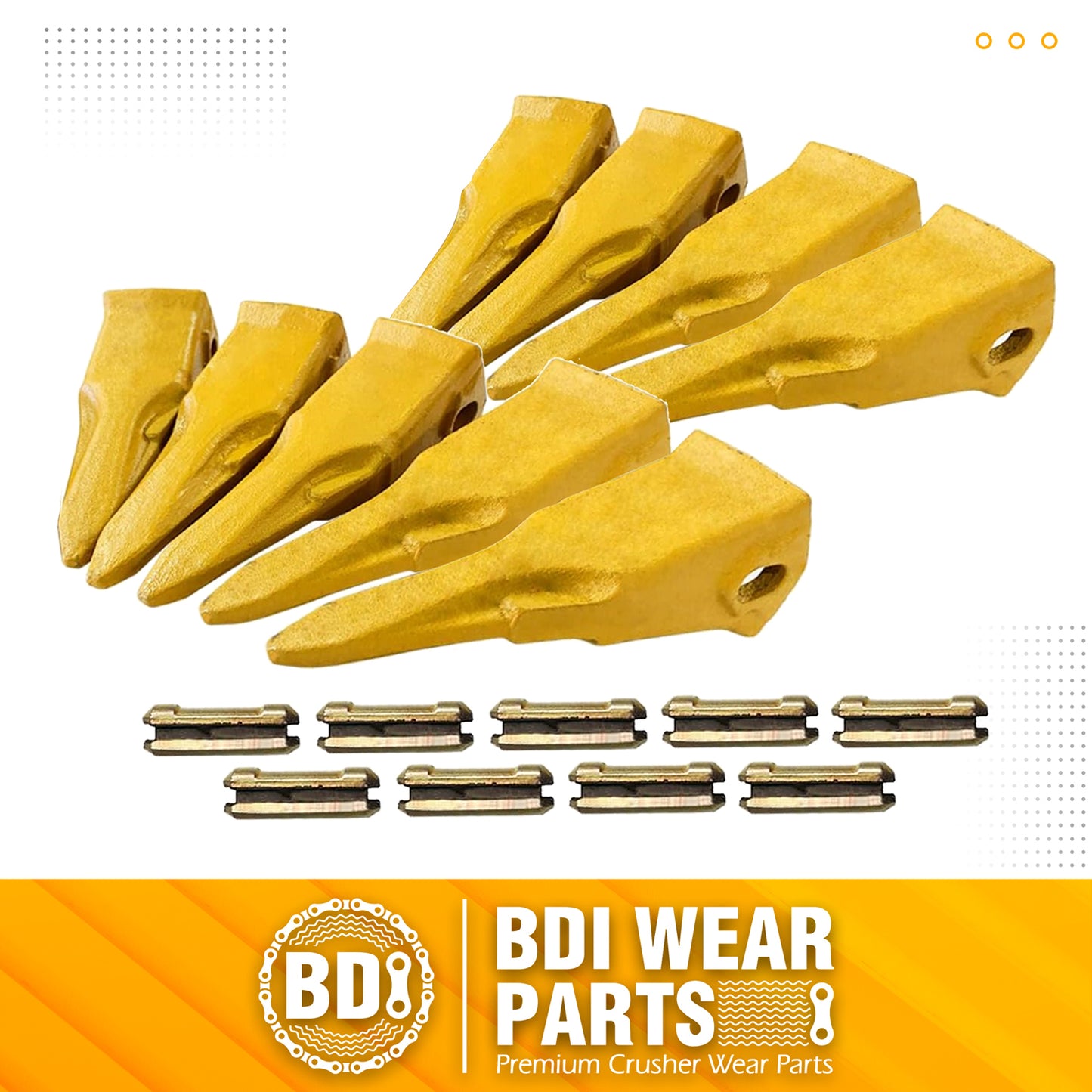 BDI Wear Parts Claw Twin Bucket Teeth 230T Bucket Teeth with 23FP Flexpin Forged BDI Tooth 230 Series Teeth - 9 Pack