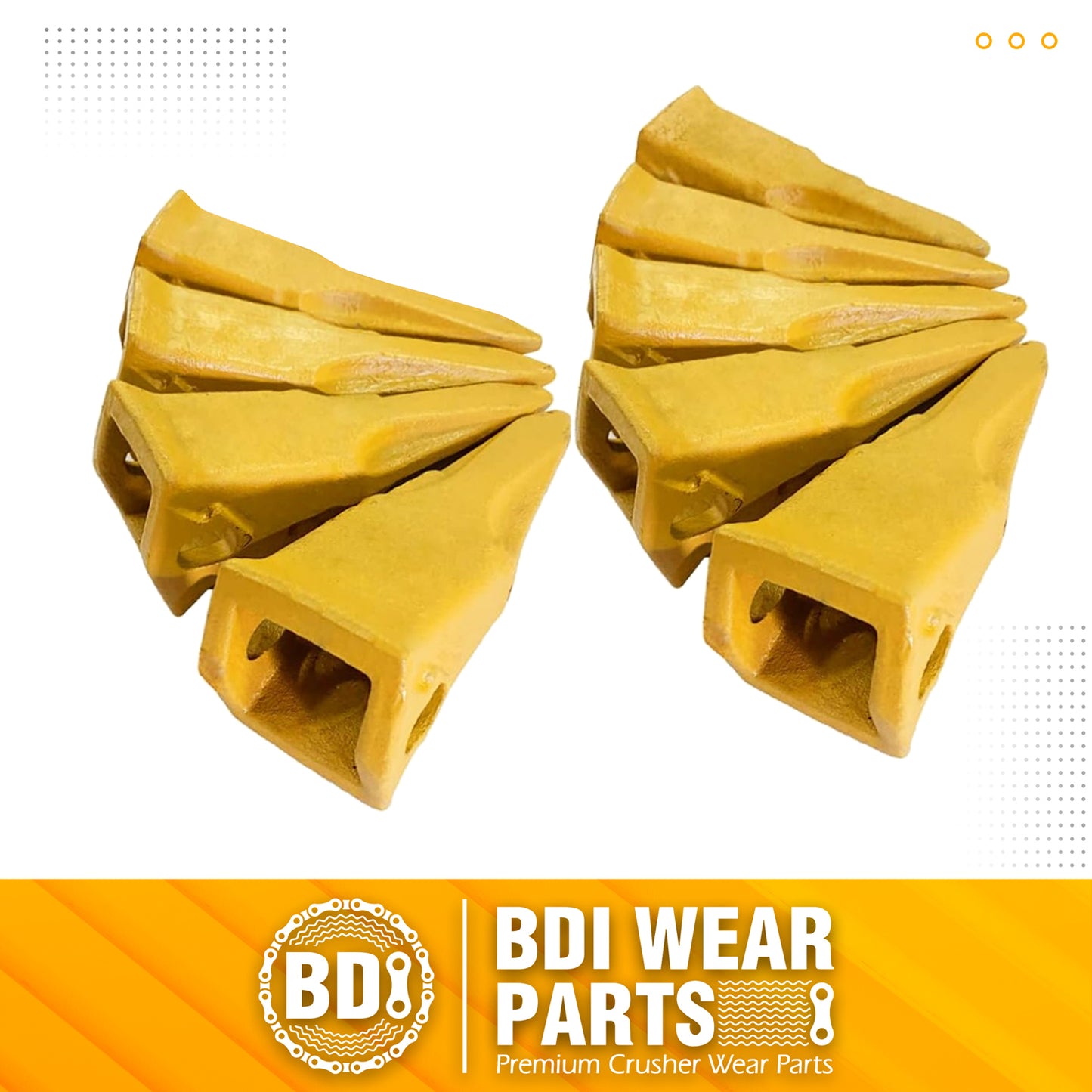 BDI Wear Parts Claw Twin Bucket Teeth 230T Bucket Teeth with 23FP Flexpin Forged BDI Tooth 230 Series Teeth - 9 Pack
