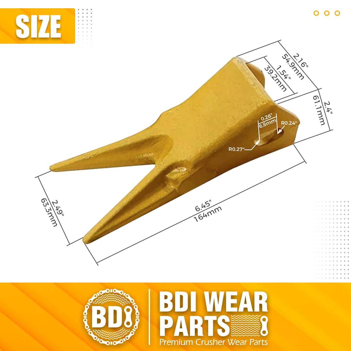BDI Wear Parts 230WT Twin Tiger Bucket Teeth Replacement Bucket Digging Teeth/Bucket Tooth & 23FP Flex Pins - 5 Pack