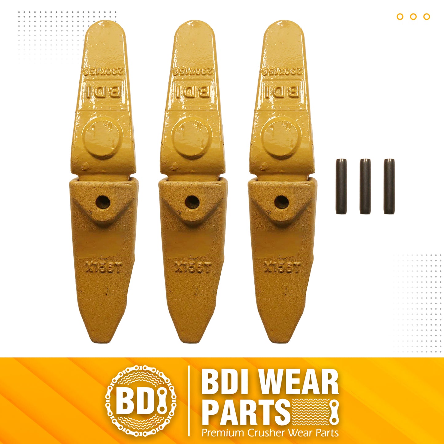 BDI Wear Parts Assembly 230X156 Backhoe Shank / X156T Bucket Teeth / P156 Flex Pin for Mini Excavator - 3 Set