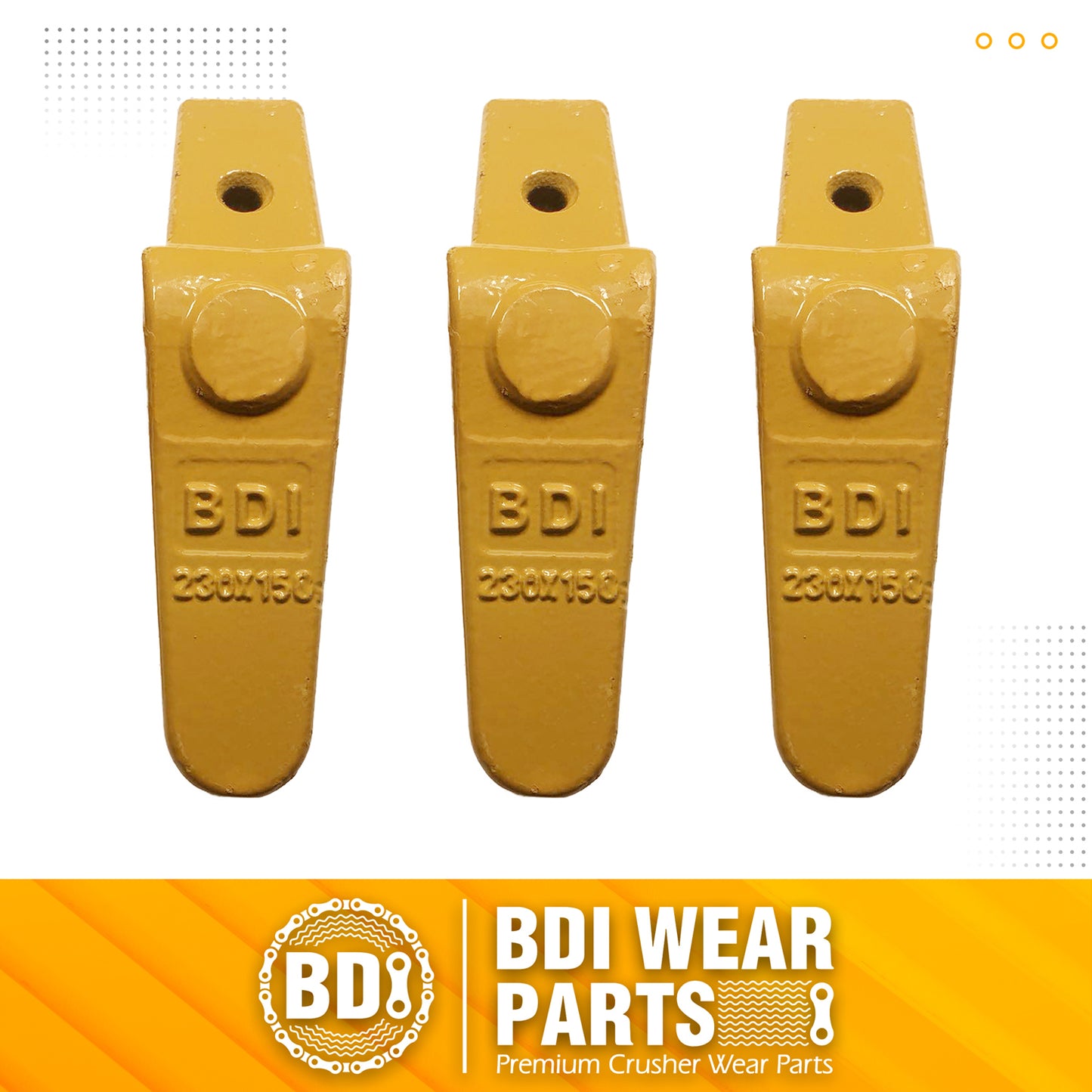 BDI Wear Parts Assembly 230X156 Backhoe Shank / X156T Bucket Teeth / P156 Flex Pin for Mini Excavator - 3 Set