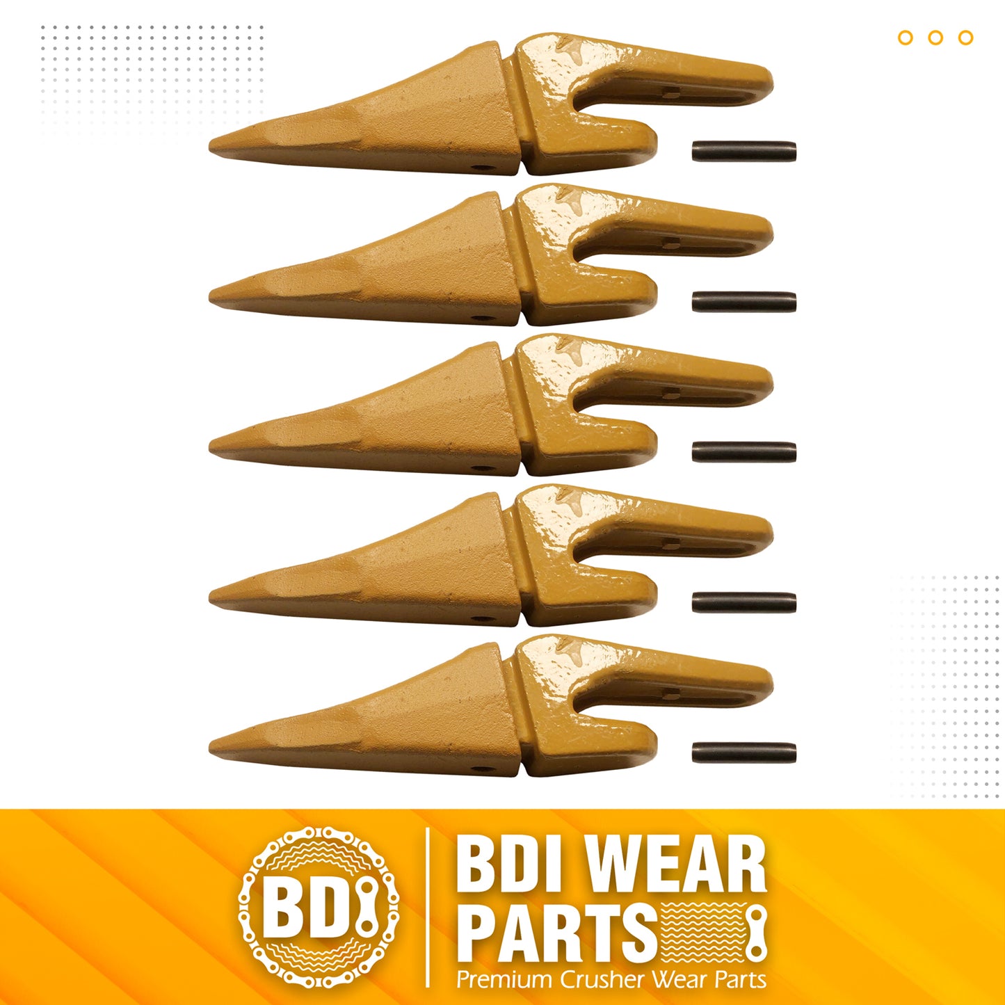 BDI Wear Parts Assembly 230X156 Backhoe Shank / X156T Bucket Teeth / P156 Flex Pin for Mini Excavator - 5 Set