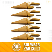 BDI Wear Parts Assembly 230X156 Backhoe Shank / X156T Bucket Teeth / P156 Flex Pin for Mini Excavator - 5 Set