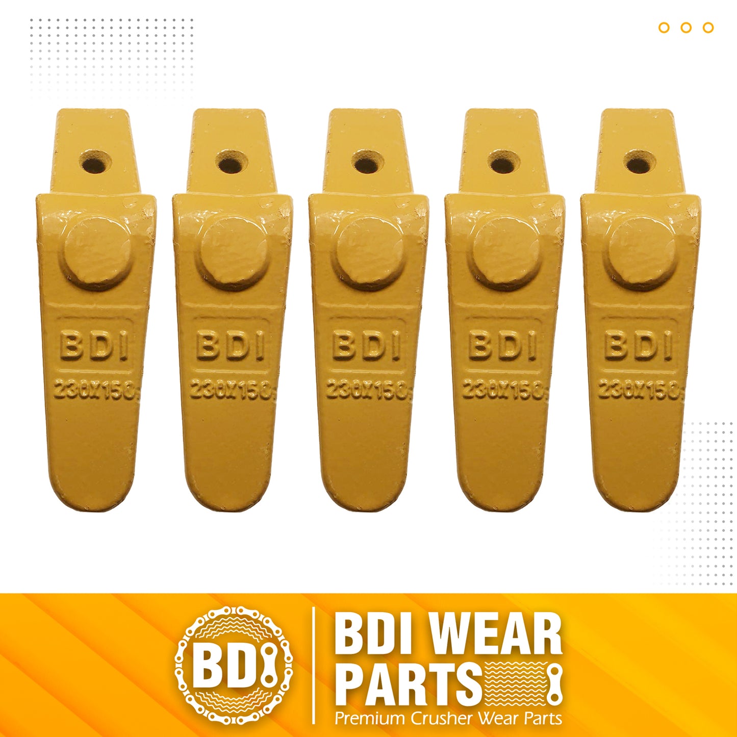 BDI Wear Parts Assembly 230X156 Backhoe Shank / X156T Bucket Teeth / P156 Flex Pin for Mini Excavator - 5 Set