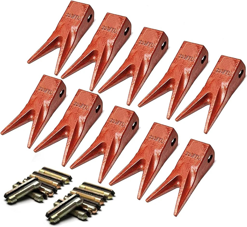 BDI Wear Parts 23WTL Tiger Bucket Teeth Bucket Digging Teeth/Bucket Tooth & 23FP Flex Pins - 10 Pack