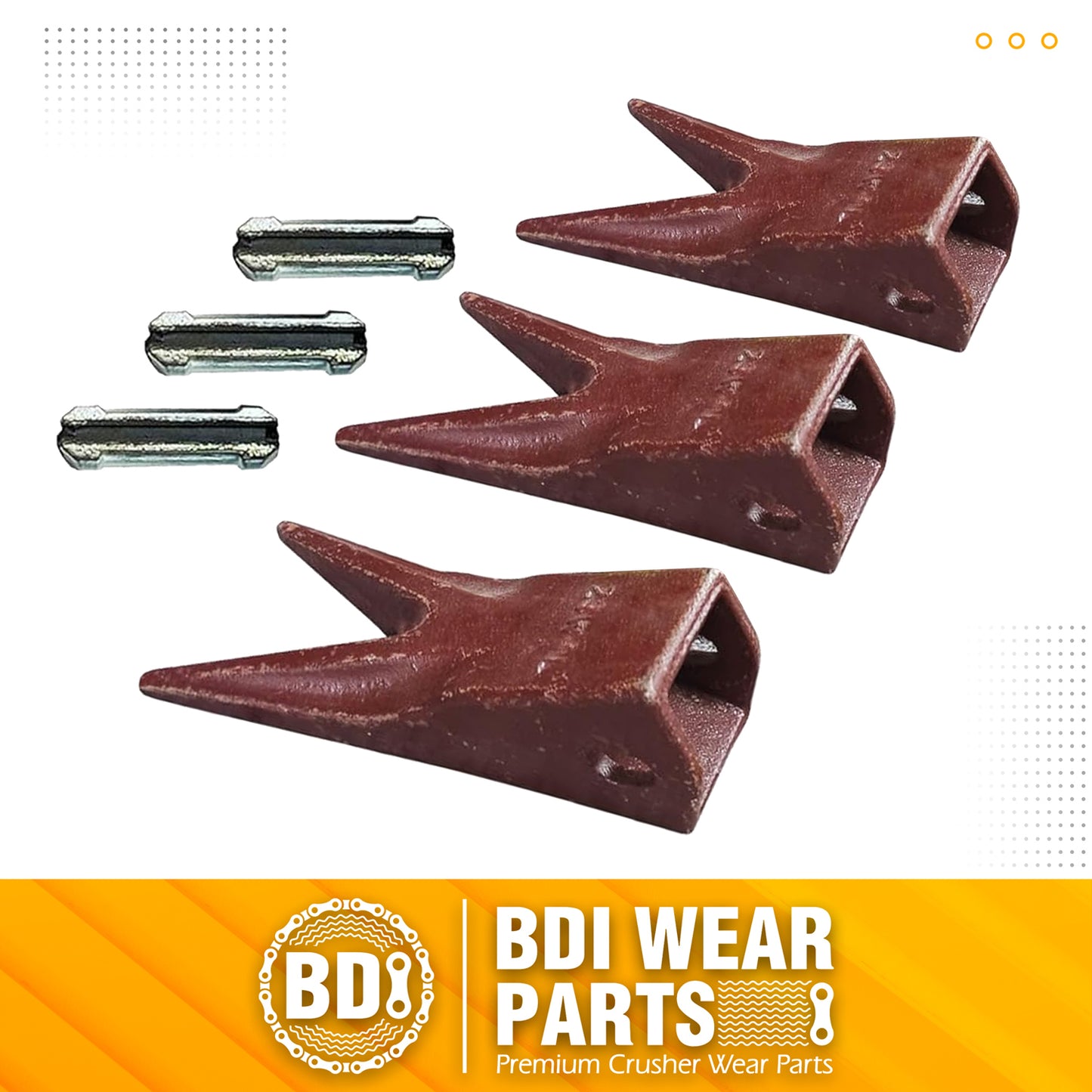 BDI Wear Parts 23WTL Tiger Bucket Teeth Bucket Digging Teeth/Bucket Tooth & 23FP Flex Pins - 3 Pack