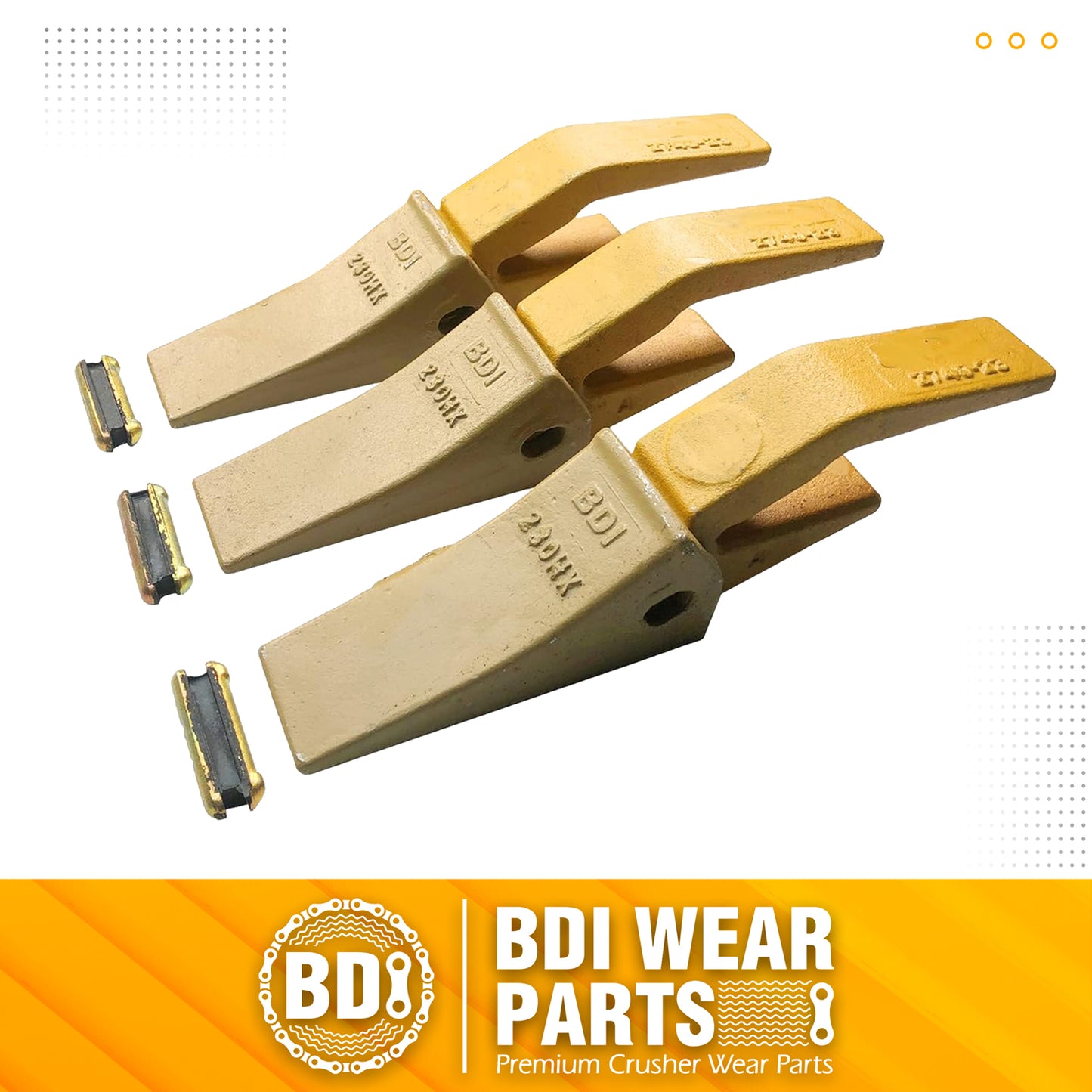 BDI Wear Parts 2740W23 Bucket Tooth Seat Adapter + 23 230 Bucket Teeth and TF23P Flex Pins - 3 Set