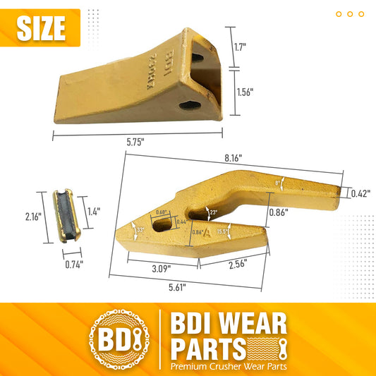 BDI Wear Parts 2740W23 Bucket Tooth Seat Adapter + 23 230 Bucket Teeth and TF23P Flex Pins - 3 Set