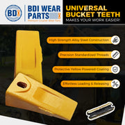 BDI Wear Parts 6737325 Bobcat Style Dirt Digging Bucket Teeth for Skid Steer and Mini Excavator Bucket Tooth with 6737326 Flexpins - 5 Pack