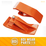2PCS Tractor Bucket Protector Heavy Duty Steel Snow Plow Attachments Skid Edge Protector Turf Tamer Skid Protector with Lock Nuts and Bolts - Orange