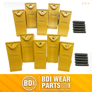 BDI Wear Parts X156S Short Dirt Teeth Hensley Style Bucket Teeth/Tooth with P156 Roll Pins - 10 Pack