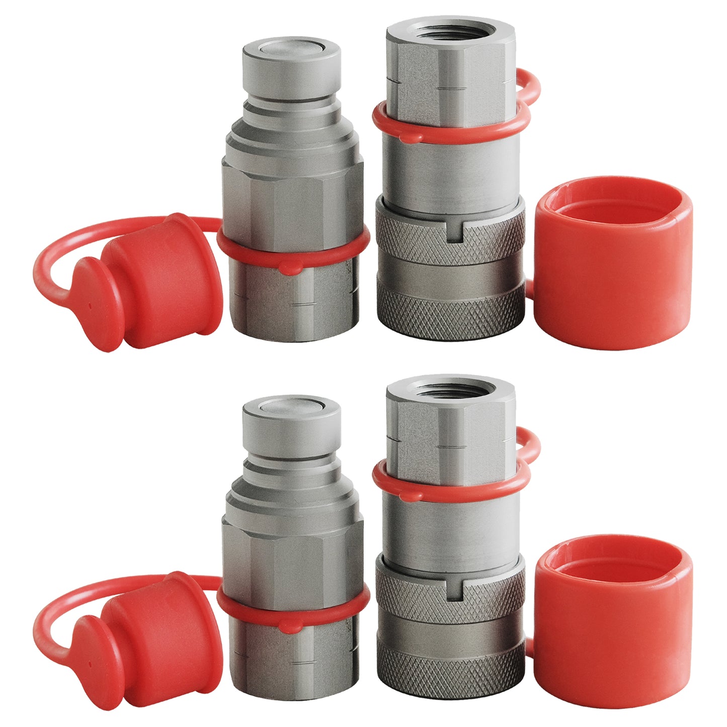 BDI Wear Parts 1/2" NPT Flat Face Hydraulic Coupler Skid Steer Quick Connect Disconnect Coupling 1/2 Body/Coupling Quick Connect with Dust caps