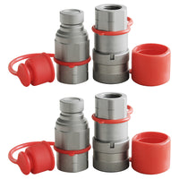 BDI Wear Parts 1/2" NPT Flat Face Hydraulic Coupler Skid Steer Quick Connect Disconnect Coupling 1/2 Body/Coupling Quick Connect with Dust caps
