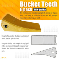 BDI WEAR PARTS 230SP Casting Backhoe Bucket Teeth with TF23P Flex Pin for 23 & 230 Series Skid Steer Loaders and Excavators - 6 Pack