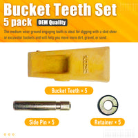 BDI Wear Parts 1U3252 Casting Bucket Teeth w/ 8E6258 Pins, 8E6259 Retainer Fits CAT J250 - 5 Pack