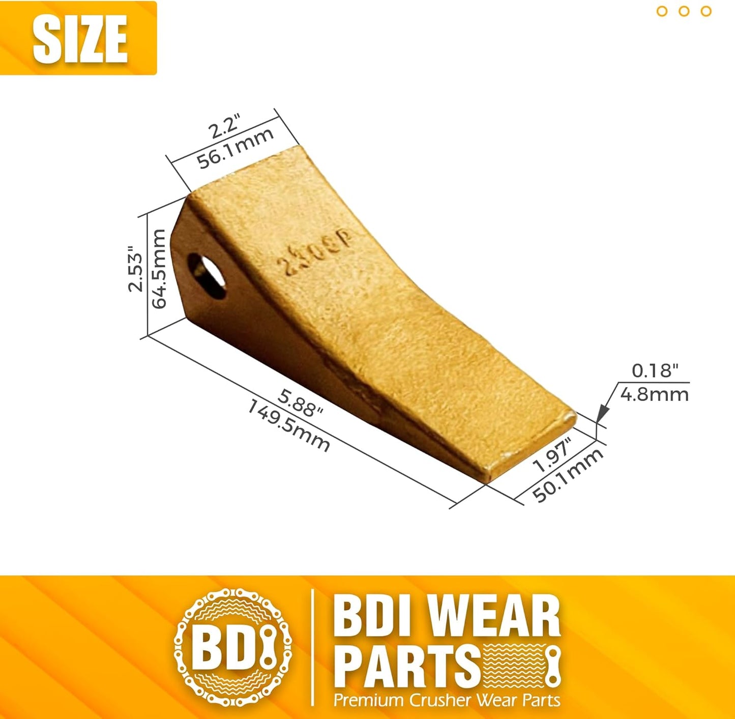 BDI WEAR PARTS 230SP Casting Backhoe Bucket Teeth with TF23P Flex Pin for 23 & 230 Series Skid Steer Loaders and Excavators - 1 Pack