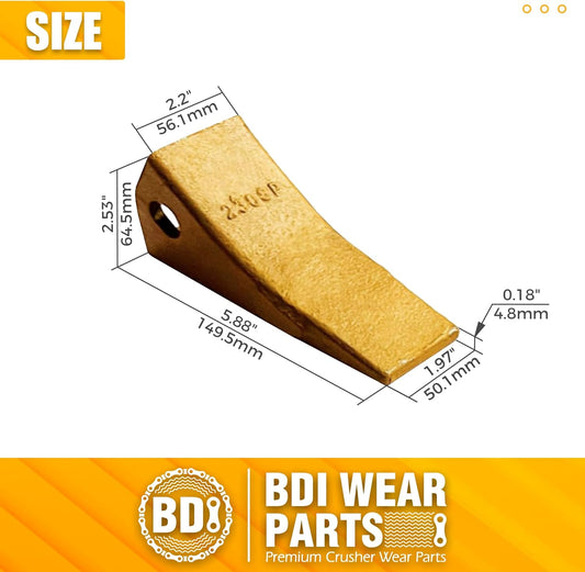 BDI WEAR PARTS 230SP Casting Backhoe Bucket Teeth with TF23P Flex Pin for 23 & 230 Series Skid Steer Loaders and Excavators - 7 Pack