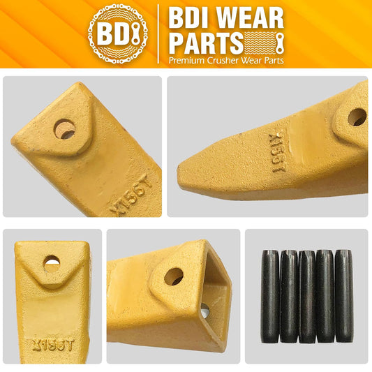 BDI Wear Parts X156T Tiger Hensley Style Bucket Teeth 5 Pack 156 Series Adapters Short Teeth