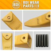 BDI Wear Parts X156T Tiger Hensley Style Bucket Teeth 156 Series Adapters Short Teeth with P156 Roll Pins- 10 Pack