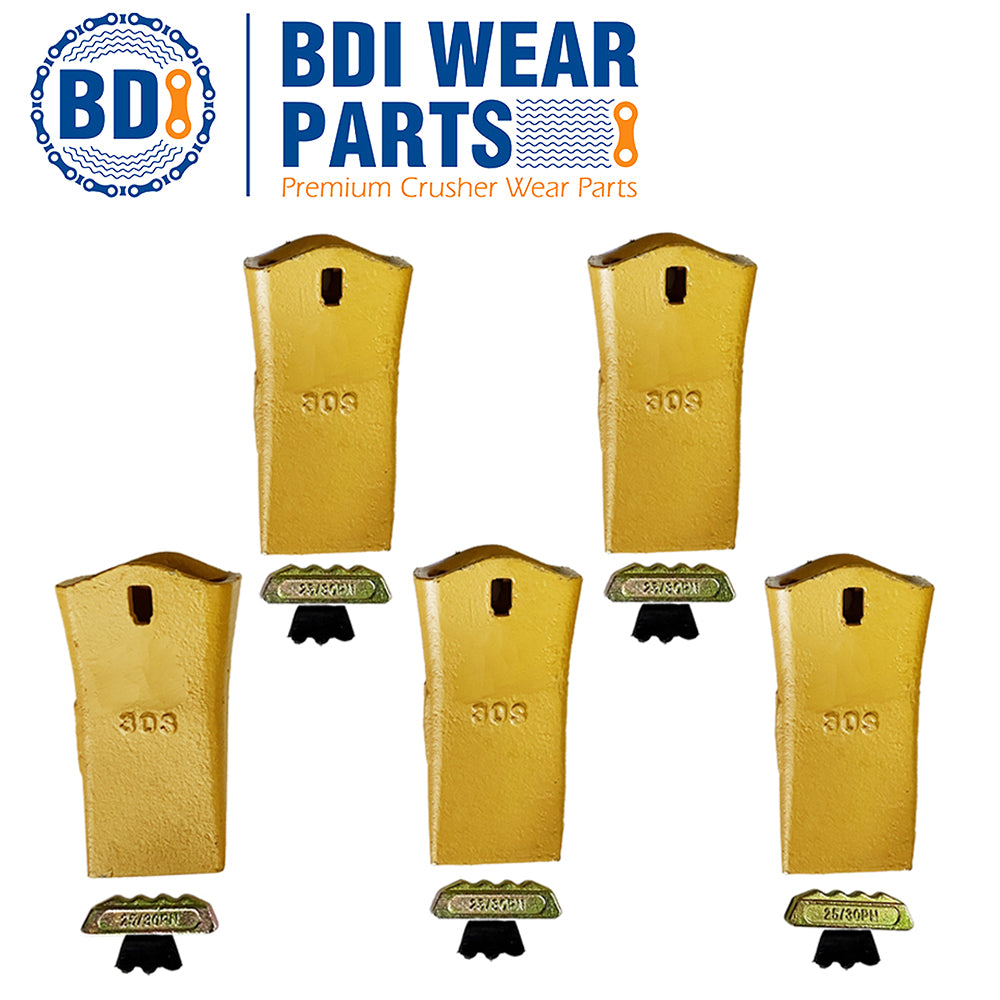 BDI Wear Parts 30S Dirt Teeth Digging Bucket Teeth with 25/30PN Pins Esco Style Bucket Teeth - 6 Pack