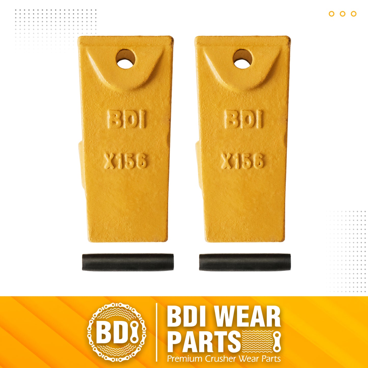 BDI Wear Parts X156 Dirt Teeth Hensley Style Bucket Teeth/Tooth & P156 Roll Pins - 2 Pack
