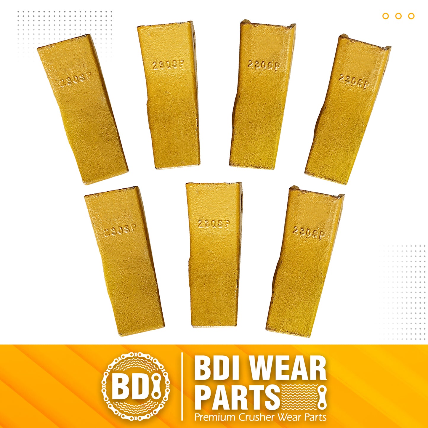 BDI WEAR PARTS 230SP Casting Backhoe Bucket Teeth with TF23P Flex Pin for 23 & 230 Series Skid Steer Loaders and Excavators - 8 Pack