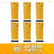 BDI Wear Parts X156 Dirt Teeth Hensley Style Bucket Teeth/Tooth & P156 Roll Pins - 6 Pack