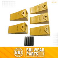 BDI Wear Parts X156S Short Dirt Teeth Hensley Style Bucket Teeth/Tooth & P156 Roll Pins - 5 Pack