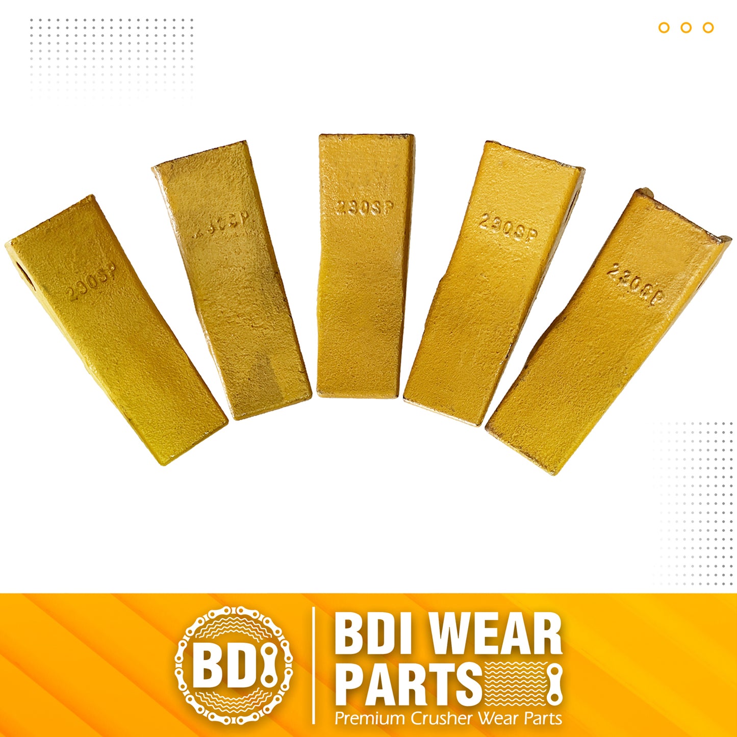 BDI WEAR PARTS 230SP Casting Backhoe Bucket Teeth with TF23P Flex Pin for 23 & 230 Series Skid Steer Loaders and Excavators - 5 Pack