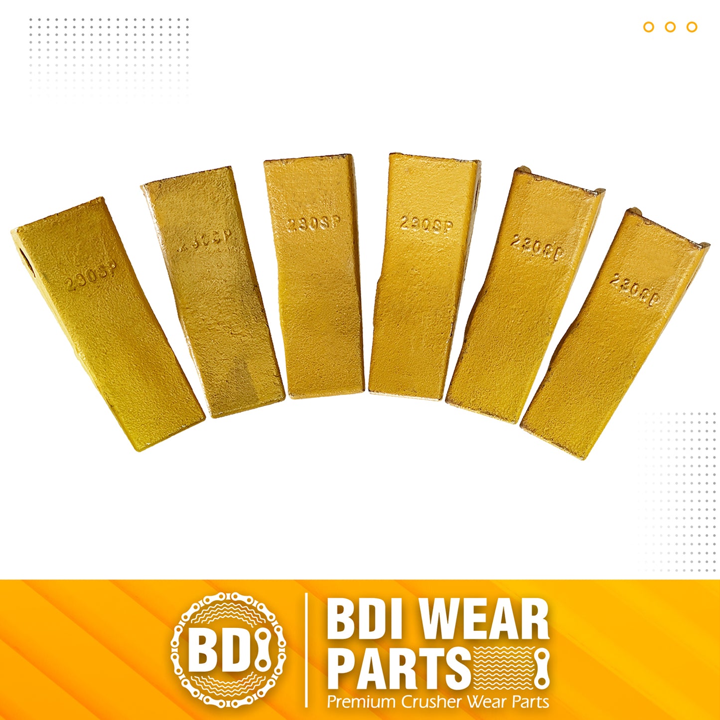 BDI WEAR PARTS 230SP Casting Backhoe Bucket Teeth with TF23P Flex Pin for 23 & 230 Series Skid Steer Loaders and Excavators - 6 Pack