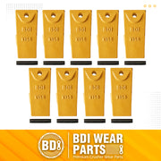 BDI Wear Parts X156 Dirt Teeth Hensley Style Bucket Teeth/Tooth & P156 Roll Pins - 9 Pack