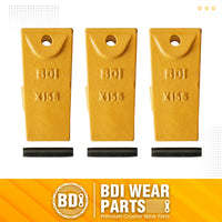 BDI Wear Parts X156 Dirt Teeth Hensley Style Bucket Teeth/Tooth & P156 Roll Pins - 3 Pack