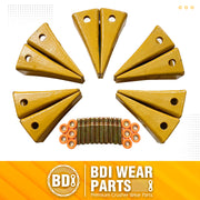 BDI Wear Parts 1U3202 Caterpillar Style General Purpose Dirt Excavator Bucket Teeth Long Tip with Pins and Retainers - 10 Pack